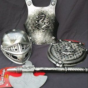 HALLOWEEN COSTUME BOYS MEDIEVAL BLACK & SILVER KNIGHT COSTUME 3-10